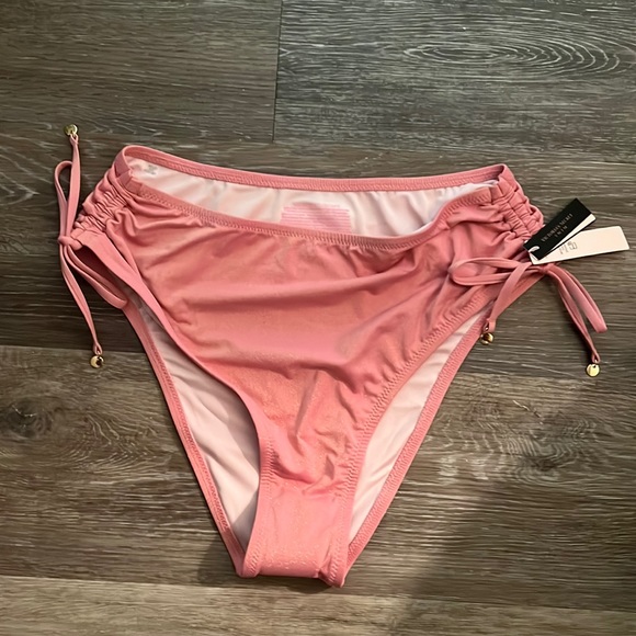 Victoria's Secret Other - NWT Victoria’s Secret pink gold sparkle side rouching bikini bottoms XL